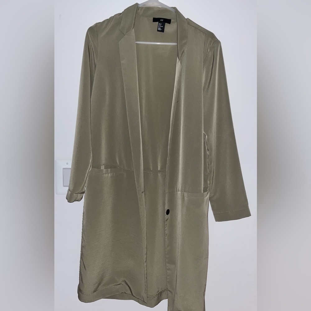 H&M olive green long blazer US size 8